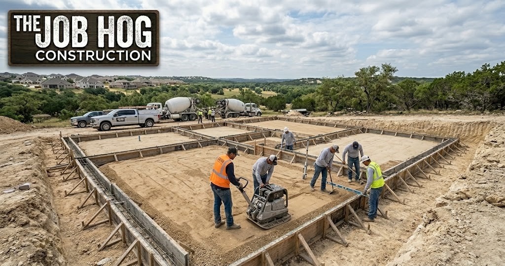 Patio base compaction process on North Texas clay soil during installation in DFW area by The Job Hog