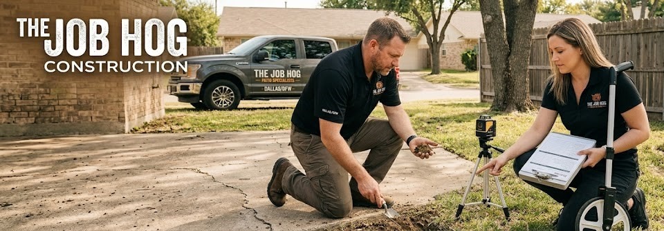 The Job Hog Construction team conducting a patio cost estimate site visit in Dallas Fort Worth Texas