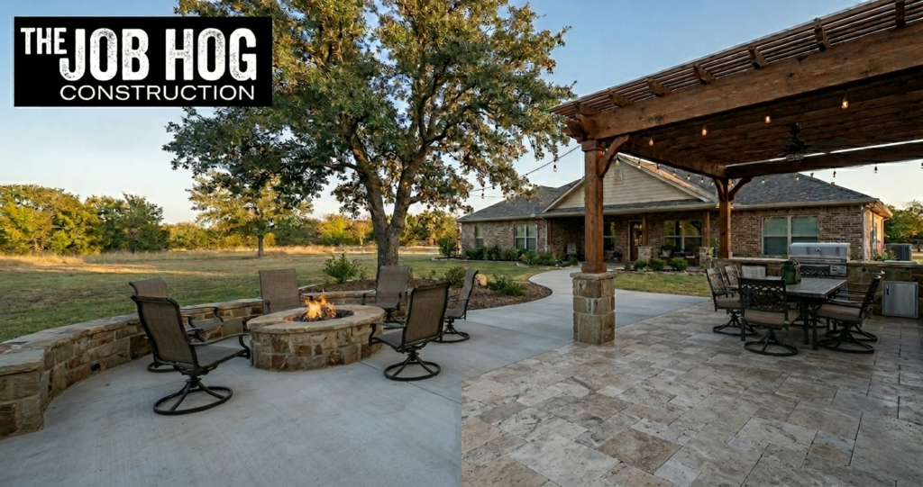 Comparison of concrete patio versus paver patio costs in Dallas Texas DFW area