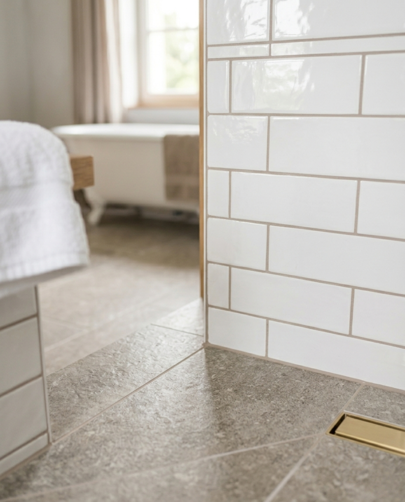 Subway tile and large-format neutral tile, two timeless bathroom tile choices
